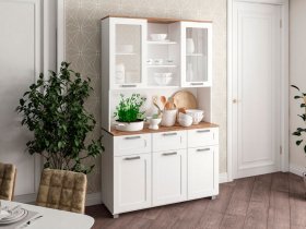 Буфет Катерини (дуб бельмунд/белое дерево) в Красном Яре - krasnyj-yar.mebel-nsk.ru | фото