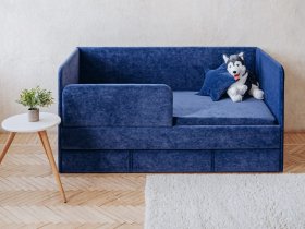 Диван-кровать Happy (синий) в Красном Яре - krasnyj-yar.mebel-nsk.ru | фото
