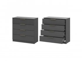 Комод 4 ящика (ЛДСП/МДФ) Эккервуд (графит) в Красном Яре - krasnyj-yar.mebel-nsk.ru | фото