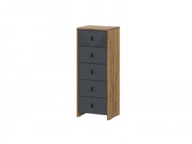 Комод 5ящ. Байкал (дуб крафт золотой/графит) в Красном Яре - krasnyj-yar.mebel-nsk.ru | фото