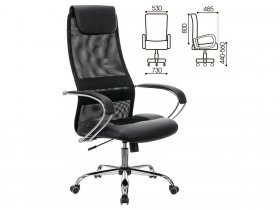 Кресло офисное BRABIX PREMIUM Stalker EX-608 CH, хром, ткань-сетка/кожзам, черное в Красном Яре - krasnyj-yar.mebel-nsk.ru | фото