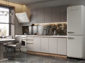 Кухонный гарнитур Ника 2,0 м (коричневый софт/бежевый софт) в Красном Яре - krasnyj-yar.mebel-nsk.ru | фото