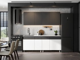 Кухонный гарнитур София (2,0м) (бланж/графит матовый) в Красном Яре - krasnyj-yar.mebel-nsk.ru | фото