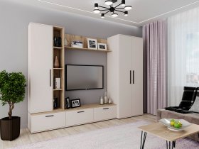 Модульная стенка Верона (сатин/дуб крафт серый) в Красном Яре - krasnyj-yar.mebel-nsk.ru | фото