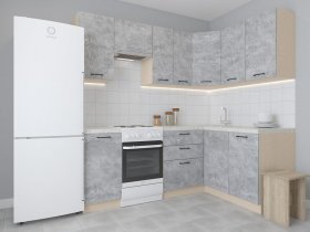 Модульная угловая кухня 1,4м*2,1м Лада (цемент) в Красном Яре - krasnyj-yar.mebel-nsk.ru | фото