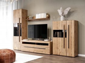 Модульная стенка Ницца (дуб вотан) в Красном Яре - krasnyj-yar.mebel-nsk.ru | фото